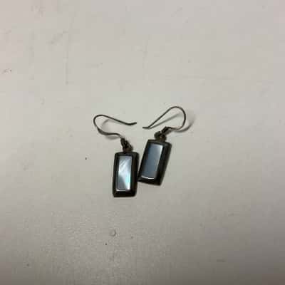  Womens Sterling Silver Earrings Blue dyed shell centres