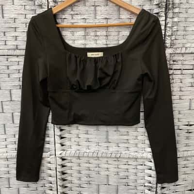 First Muse Womens  Size L Long Sleeve Top Black  