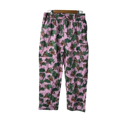 Dangerfield Womens Size XL Pink/ Multicoloured "House of Raccoon" Scrub Pants (new)
