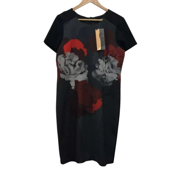 Liz Jordan Womens  Size 14 Midi Dress Black  / Grey / Red BNWT$169