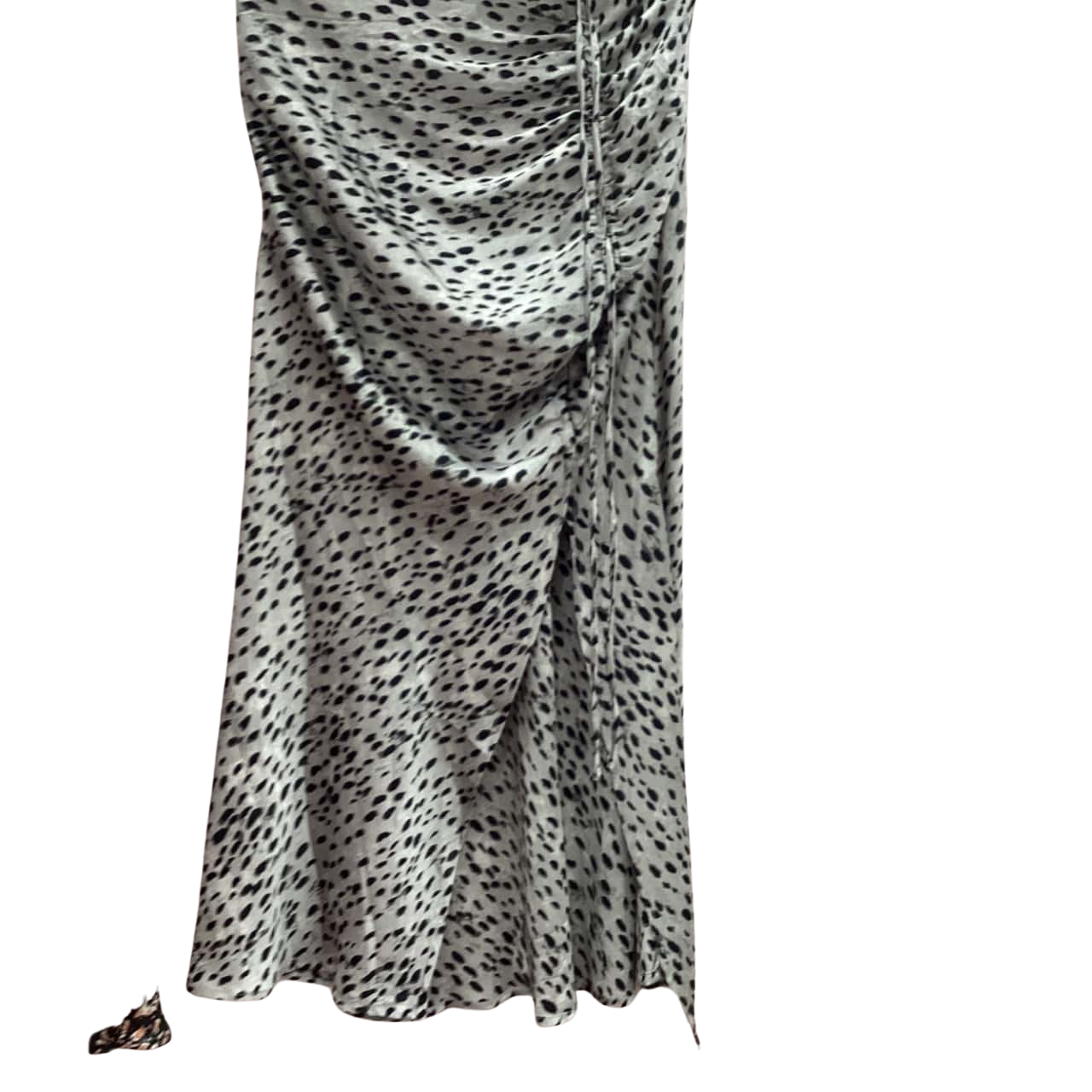 Cider Womens Size M Grey Spot Leopard Maxi Drawsting Split Skirt