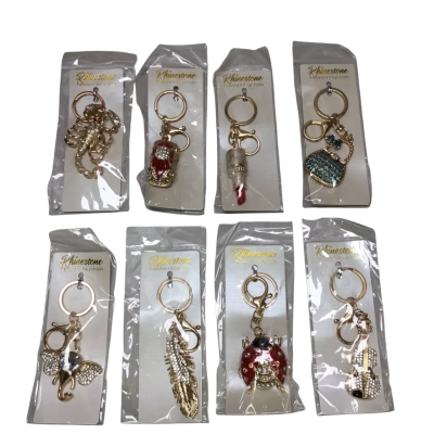 Eight Rhinestone Pendant Keychains - Brand New In Packaging