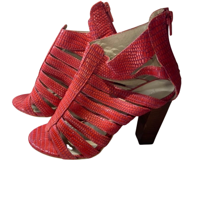 Jo Mercer Womens Size 38 chilli red caged high heels