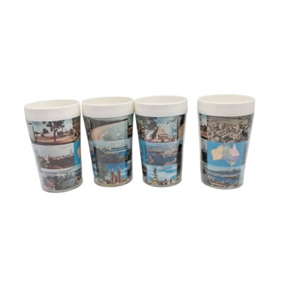 VINTAGE AUSTRALIAN  SOURVENIRE PLASTIC CUPS X4 