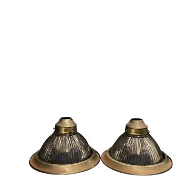 Vintage Ribbed Glass Pendant Shades