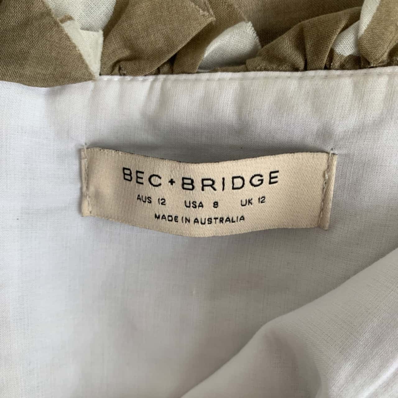 Bec & Bridge Size 12 Brown Mini Dress (s)