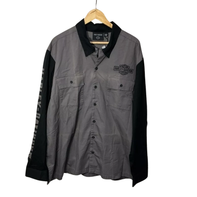 Harley Davidson Mens Size XXL Black / Grey Long Sleeve Shirt (new)