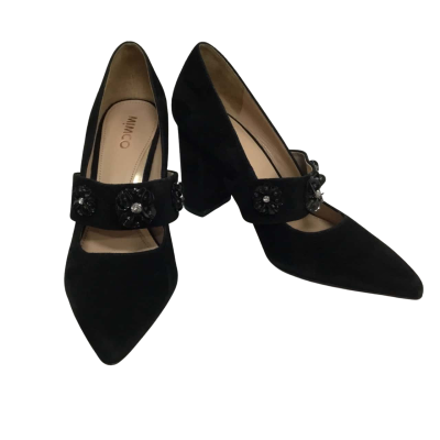 Mimco Velvet Chunky Heal Shoes with Flower Sequin Detail Size 39