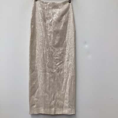 Witchery Womens  Size 4 Beige long sequinned skirt 