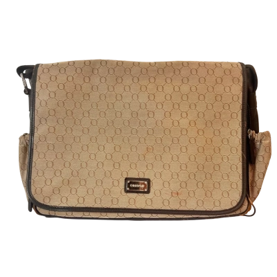 Oroton Monogram Beige Brown Canvas Leather Messenger Bag