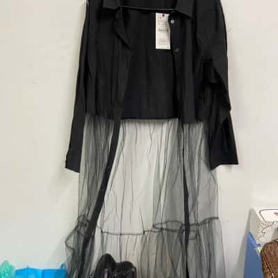 Zara Womens  Size L Maxi Dress Black Sheer