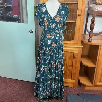 Caroline Morgan Womens  Size 14 Maxi Dress Floral / Green 