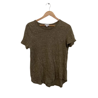 Witchery Linen Womens  Size L Short Sleeve Top Olive 