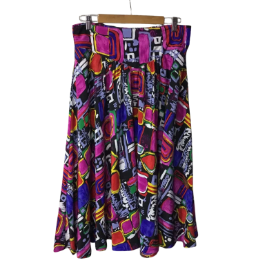 Kristaan Womens Size 14 Multicoloured / Pattern Midi Skirt
