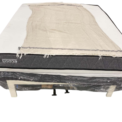 Throw Rug Pure Linen Latte w/ Charcoal Stripe 190x130