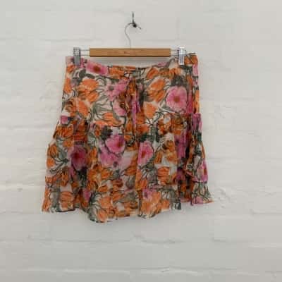 Anthropologie Womens  Size M / S Mini Skirt / Tiered Skirt Floral / Multicoloured 