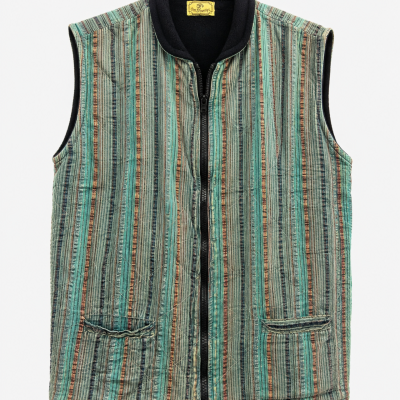 Om Shantipi Quilted Striped Cotton Vest – Size M