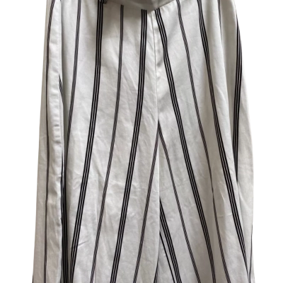 Fate & Becker Womens  Size 10 Casual Pants / High Waisted Pants / Wide Leg Pants Black  / Striped / White 