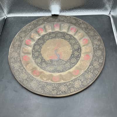 Vintage Indian Brass Peacock Plate