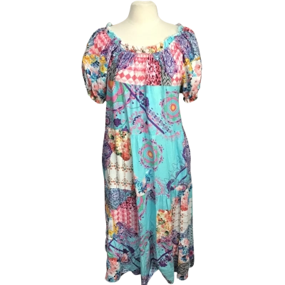 La Strada Womens  Size XL Linen/Cotton Blend Multicoloured Maxi Dress