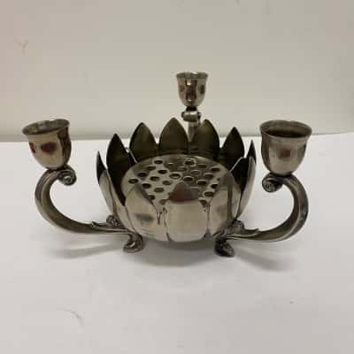 Vintage styled “Lotus Bowl” with candle stick holders