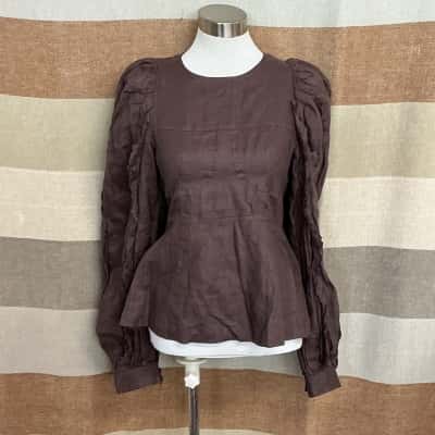 Joslin Womens  Size 8 Long Sleeve Top Brown 