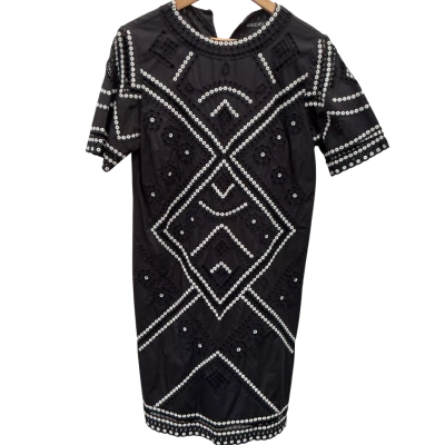 Marc Cain Broderick Anglais US4  Size 14 Shift Dress Black  / White - excellent condition 