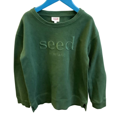 Seed Heritage Kids Size 8yo Embossed Logo Jumper Forest Green 