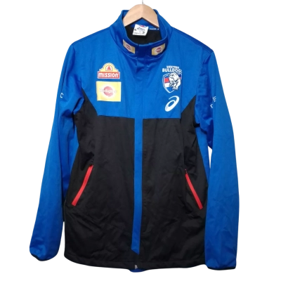 ASICS AFL Mens  Size XS Black and Blue Western Bulldogs Jacket 