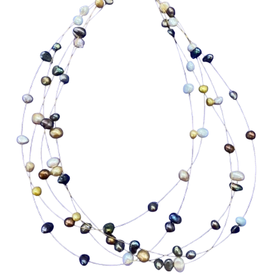  Women's5 strand pearl Beaded Necklace 18-29cm drop.