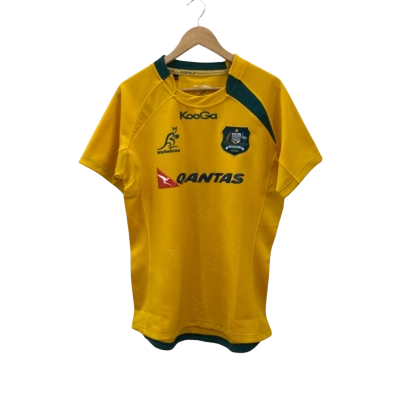 KooGa Mens  Size S Rugby Jersey Yellow / Green Australian Wallabies