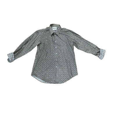Bossini London Fine Cotton European Cut Olive Pattern Shirt Size XL