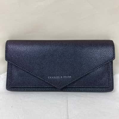 Charles & Keith Wallet Purse Silver/Metallic Blue Womens Blue / Multicoloured / Pearl 