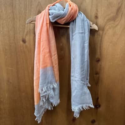 Indus Citrus Orange & Grey Sheer Scarf 