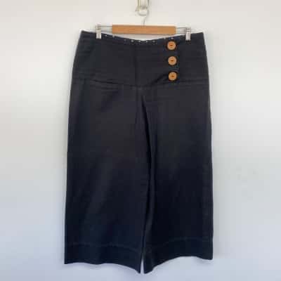 High Tea With Mrs Woo Black Wide Leg Capris Pants  Size L 