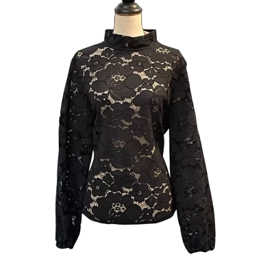 Sussan Womens Size L Long Sleeve Top Black