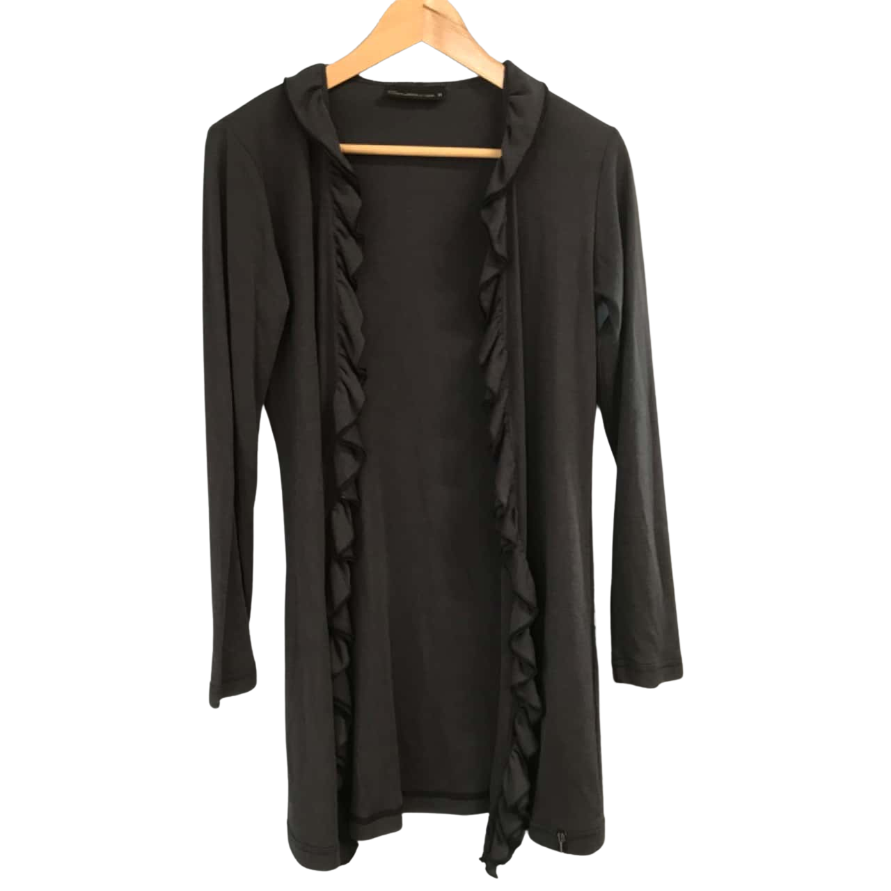 Smitten Merino Grey Ruffle Cardigan Size 14