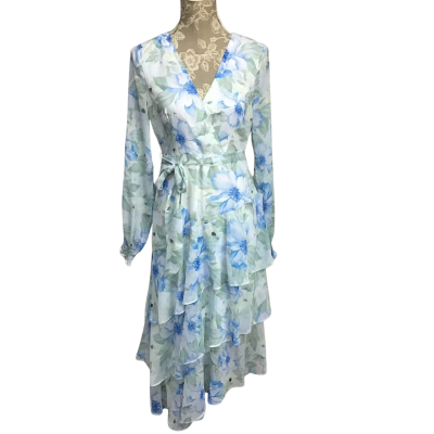 Ajoy Asymmetric Long Sleeve Floral Dress