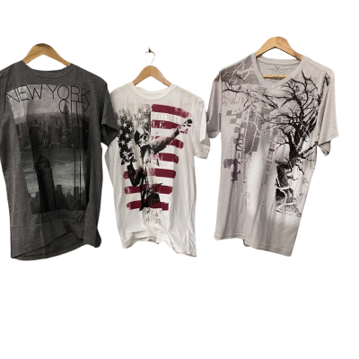3  x Marc ecko Mens  Size S Short Sleeve T-shirtsGrey / White 