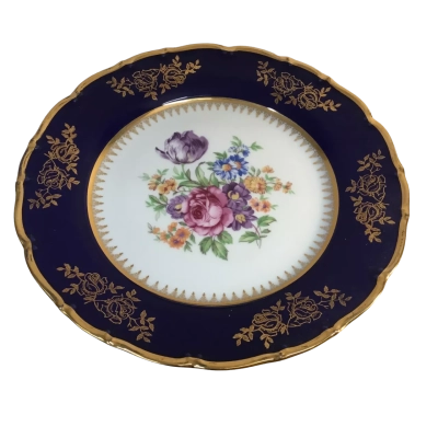 Vintage Blue Floral Plate Approx 24cm Diameter 