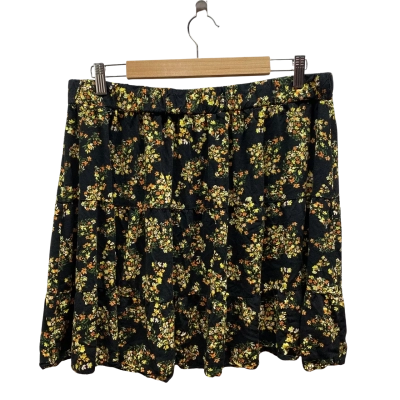 City Chic Womens Size S Black & Yellow Floral Skirt 