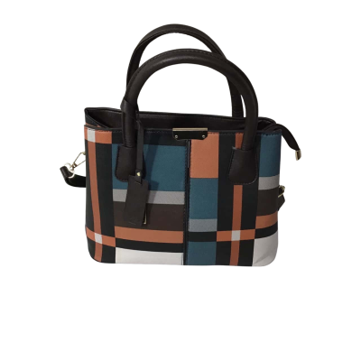 YEL Womens Brown / Beige  / Teal  / Orange /  Checked Pattern Handbag