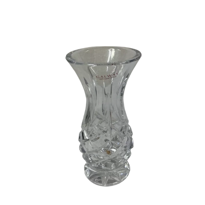 Decorative Galway Crystal-cut Glass Footed Bud Vase