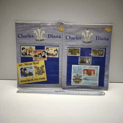 Lot of 2 Vintage Prince Charles & Princess Diana 1981 Royal Wedding Stamp Packs