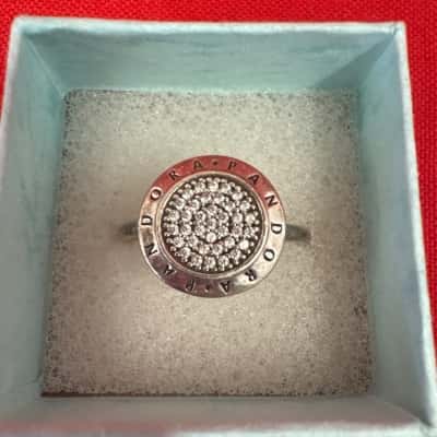 Women's 925 Silver Pandora Signature Logo Pave Ring
