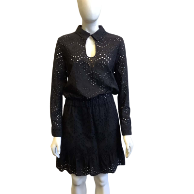BNWT Seafolly Women's Size M Broderie Shirt Dress Black 