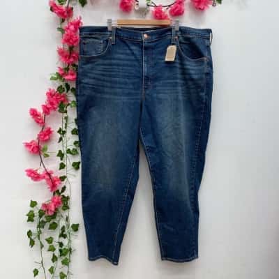 Levi's Womens High-Waisted Tapered Leg Mom Jeans Size 24 / M Navy Blue 