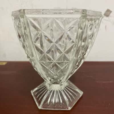 Vintage Depression Glass Clear Vase 