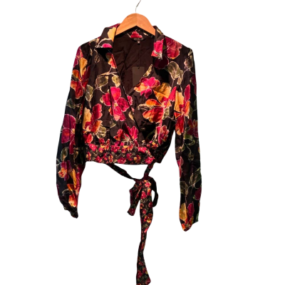 Portmans Womens  Size 10 Long Sleeve Top Black  / Floral / Multicoloured 