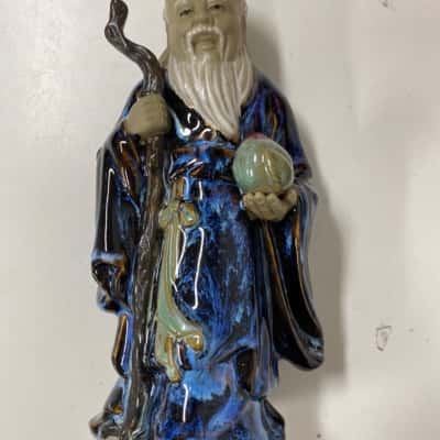 Chinese Shaiwan god of longevity mud man stoneware figure VTG